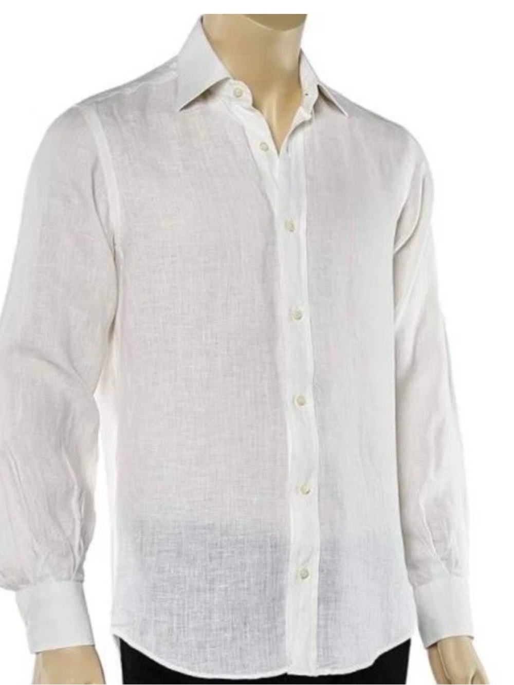 Yves Saint Laurent White Men's Linen Button-Down Shirt